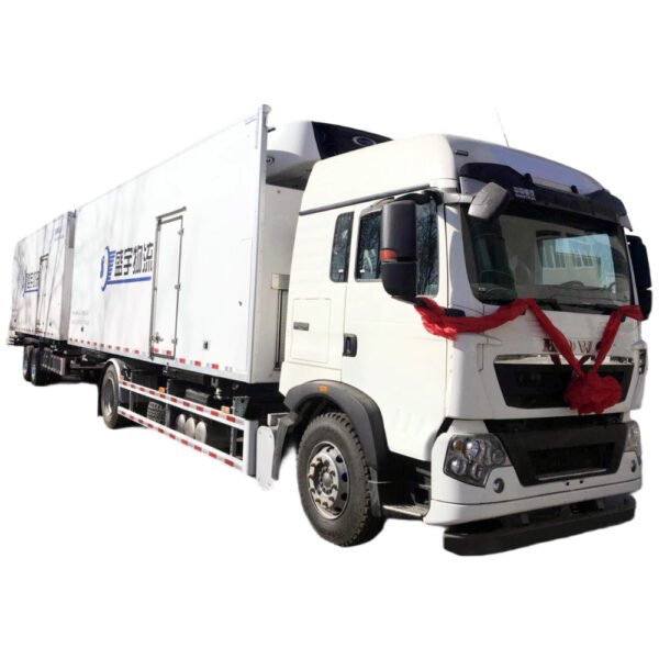 3axles Freezer Refrigerator Box Truck with Freezer Food Refrigerated Semi-Trailer Double-axis trailer Refrigerated truck